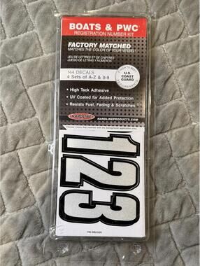 BOATS & PWC REGISTRATION NUMBER KIT  3”. (4)Sets of A-Z & 0-9 - SILVER &  BLK